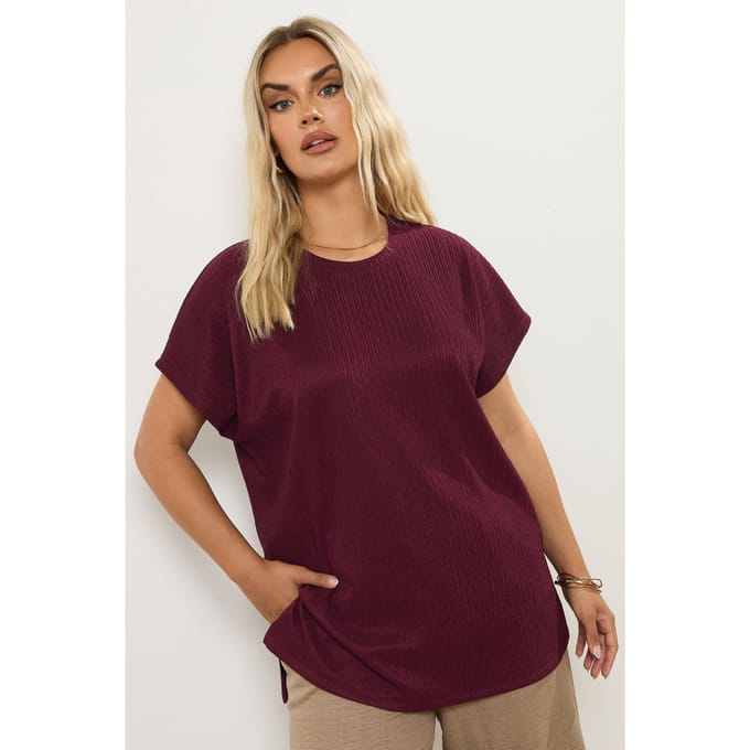 Yours Bordeauxrode Textuur Zware Top Size 42