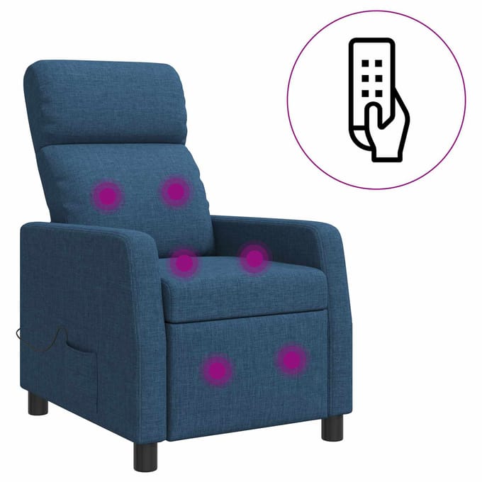 vidaXL - Massage - Relaxstoel - Blauw - Stof