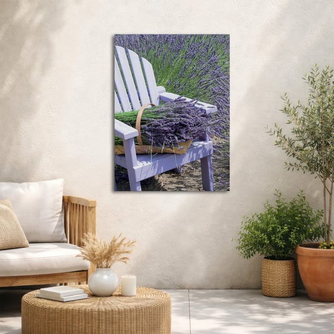 Art for the Home Buitencanvas Lavendel Stoel