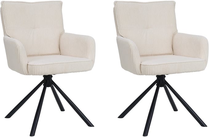 Les-Eetkamerstoel - CrÃ¨me Corduroy - Set van 2