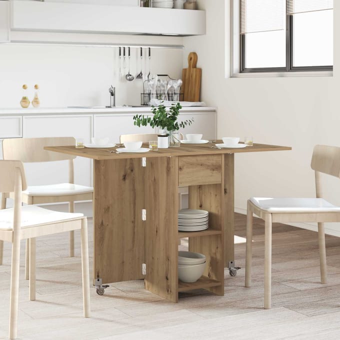 vidaXL - Eettafel - 115 - x - 70 - x - 75 - cm - Bewerkt - hout - Artisanaal - eiken