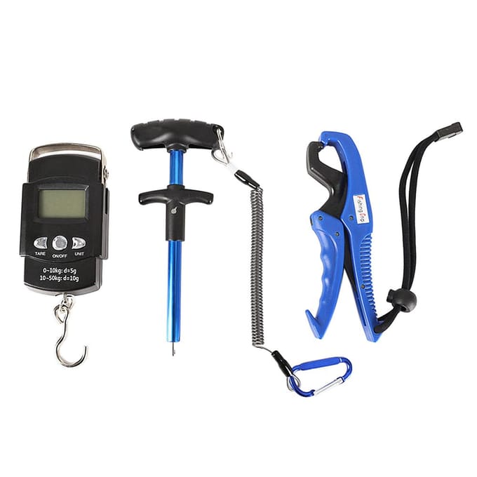 Handheld digitale visschaal uitknijpbare vishaakverwijderaar Fish Gripper Fishing Combo Kit blauw