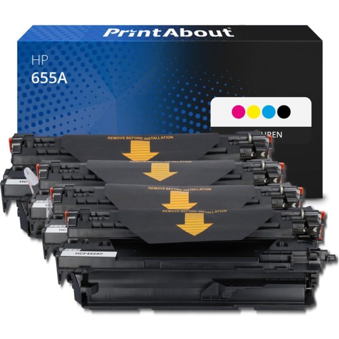 PrintAbout huismerk Toner 655A (CF450A) 4-kleuren Multipack Geschikt voor HP