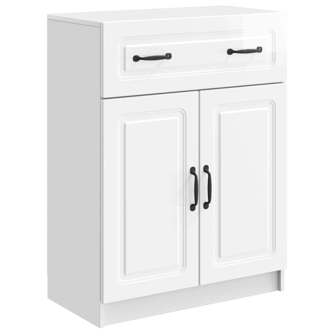 vidaXL - Dressoir - met - lade - Hoogglans - Wit - 66 - x - 34,5 - x - 87 - cm - Bewerkt - hout