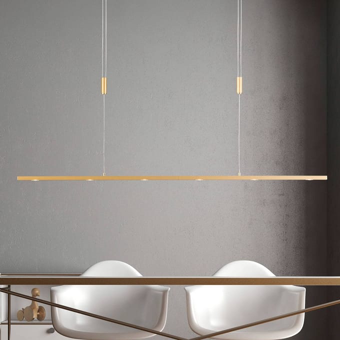 Quitani LED hanglamp Tolu, lengte 119 cm, messing