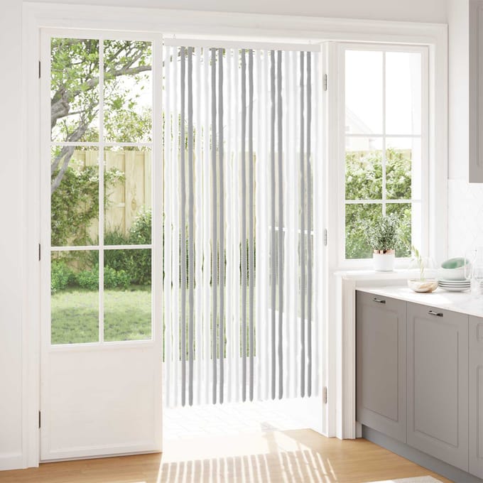 vidaXL - Insecten - Gordijn - Chenille - Lichtgrijs - en - wit - 90 - x - 200 - cm - 100% - PP