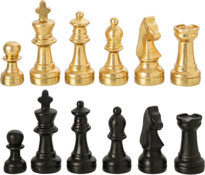 J-Line decoratie Schaakstuk - polyresin - goud/zwart