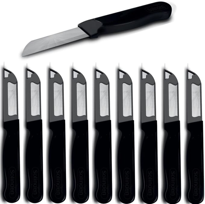 Solingen Schilmesje Robuust Handvat – RVS Glad – 16 cm met Blade Cover – Zwart – 10 Stuks