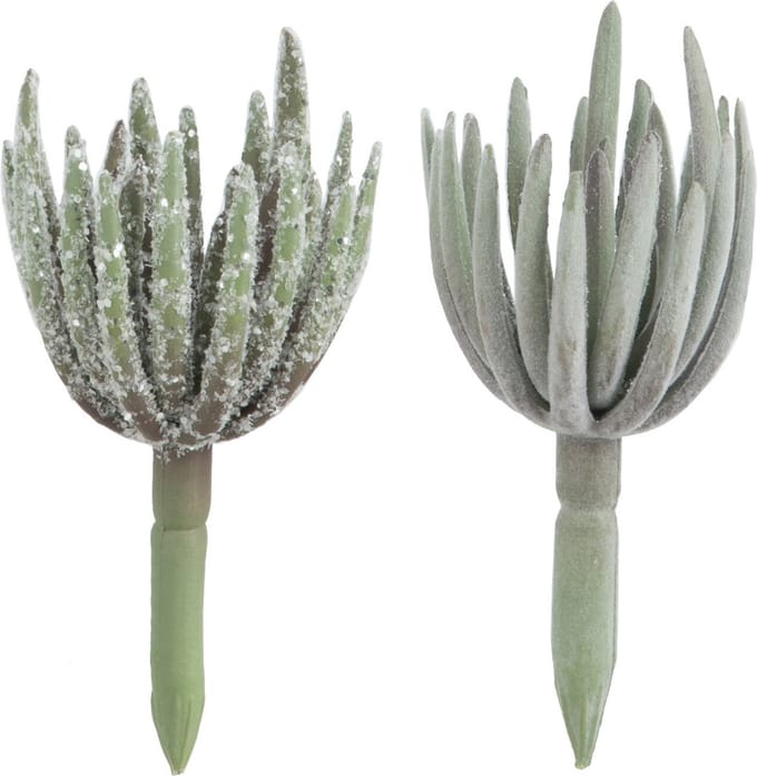 J-Line plant Echeveria - kunststof - groen - small - 2 stuks
