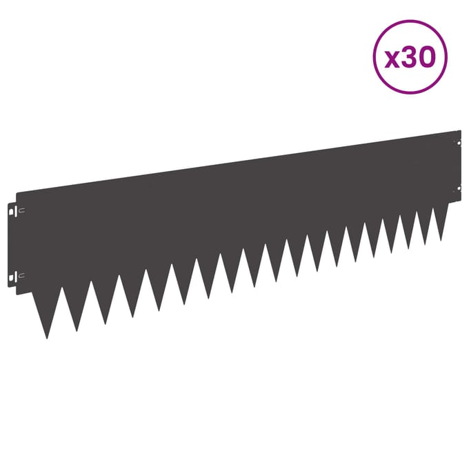 vidaXL - Gazonrand - 30 - st - 103 - x - 25 - cm - Staal - Zwart
