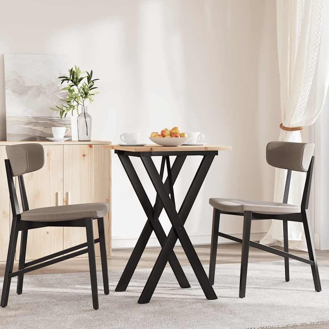 vidaXL - Eettafel - X-frame - 50x50x75 - cm - massief - grenenhout - en - staal