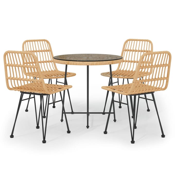 vidaXL - 5-delige - Tuinset - poly - rattan