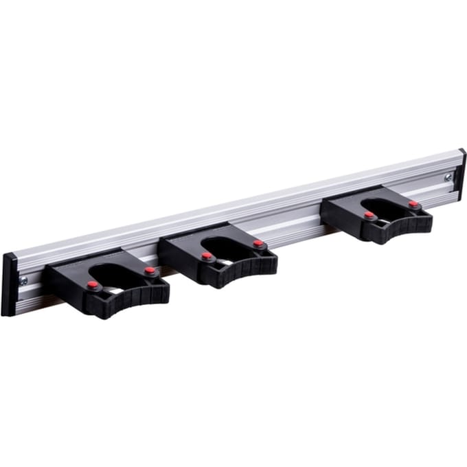 Toolflex Tuingereedschaphouder - 3 klemmen op rail - voor stelen - opbergsysteem