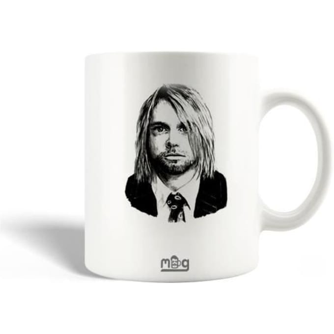 Mug en Céramique - Nirvana - Kurt Cobain - 30cl - Compatible Lave-Vaisselle - Blanc