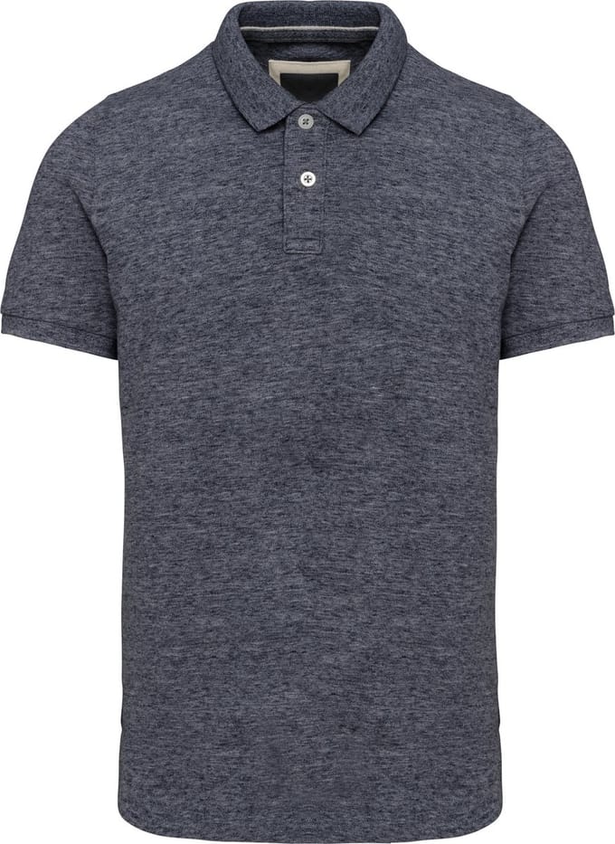 Herenpolo 'Vintage Washed' korte mouwen Night Blue Heather - S