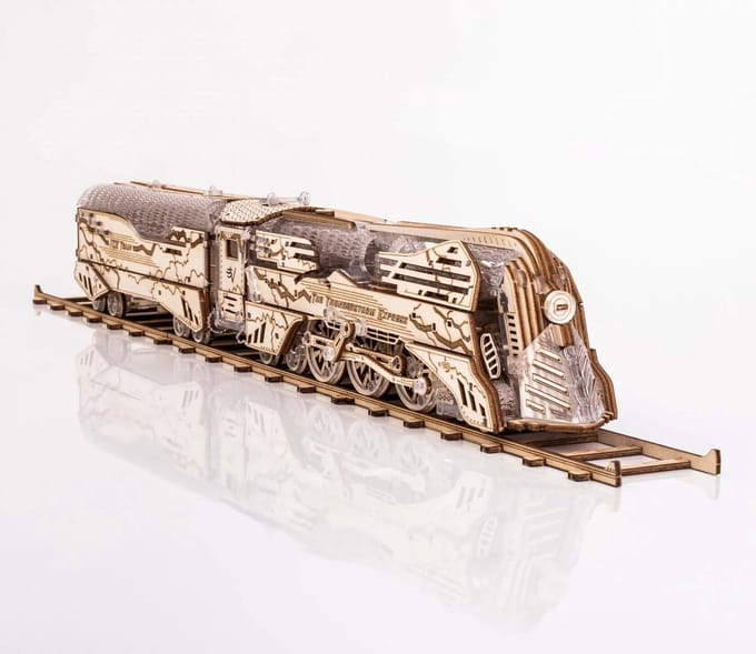 Veter Models Houten 3D Modelbouwpakket Trein, The Thunderstorm Express, AKV-06, 34,5x4,6x6,3cm