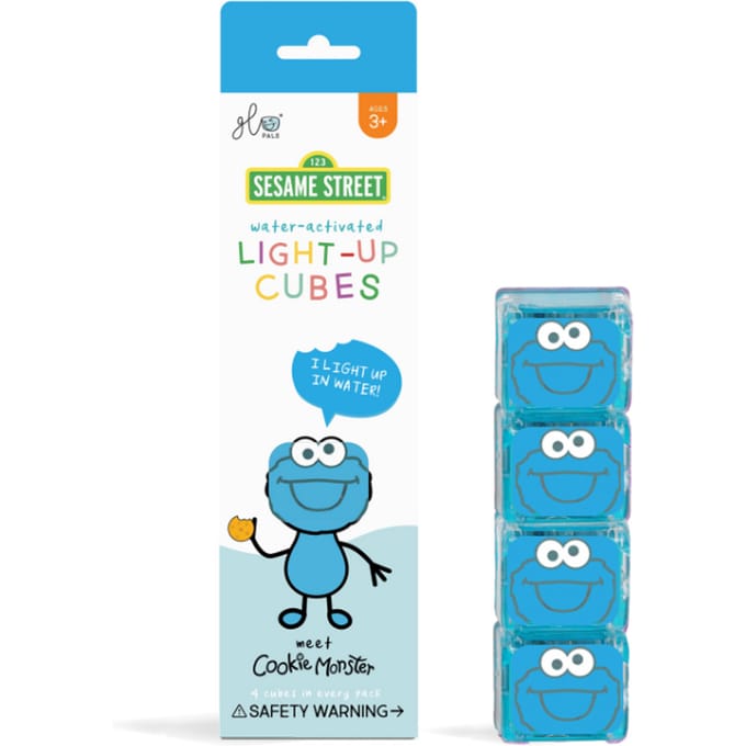 Glo Pals Cookie Monster light up cubes, 4 stuks, blauw, Sesamstraat