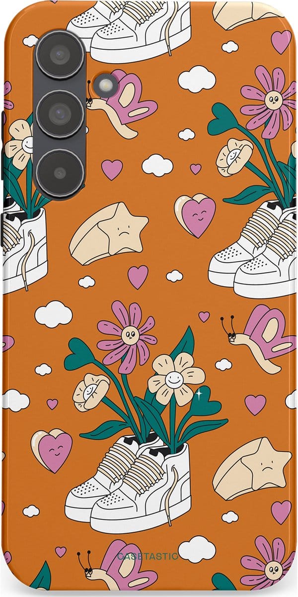 Casetastic hoesje geschikt voor Samsung Galaxy A55 - Dubbellaagse bescherming - Hartentuin - Fashion Case - Terracotta Zand Lichtgrijs