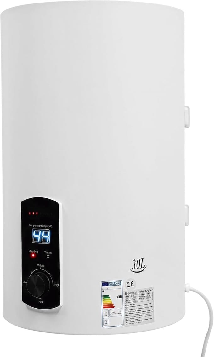 Elektrische Boiler - Warmwaterketel - Direct Warm Water - Digitale Temperatuurweergave - 30 Liter 2kW - Wit