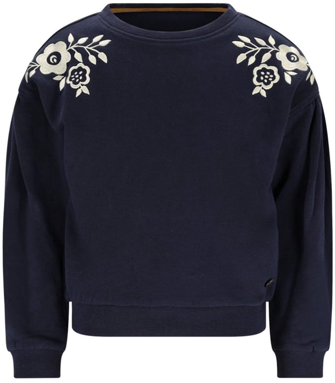 Like Flo - Danee Flo girls sweater with artwork navy - Navy - Maat 104