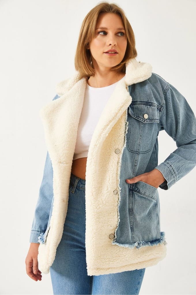 Faux Fur Sjaalkraag Spijkerjack