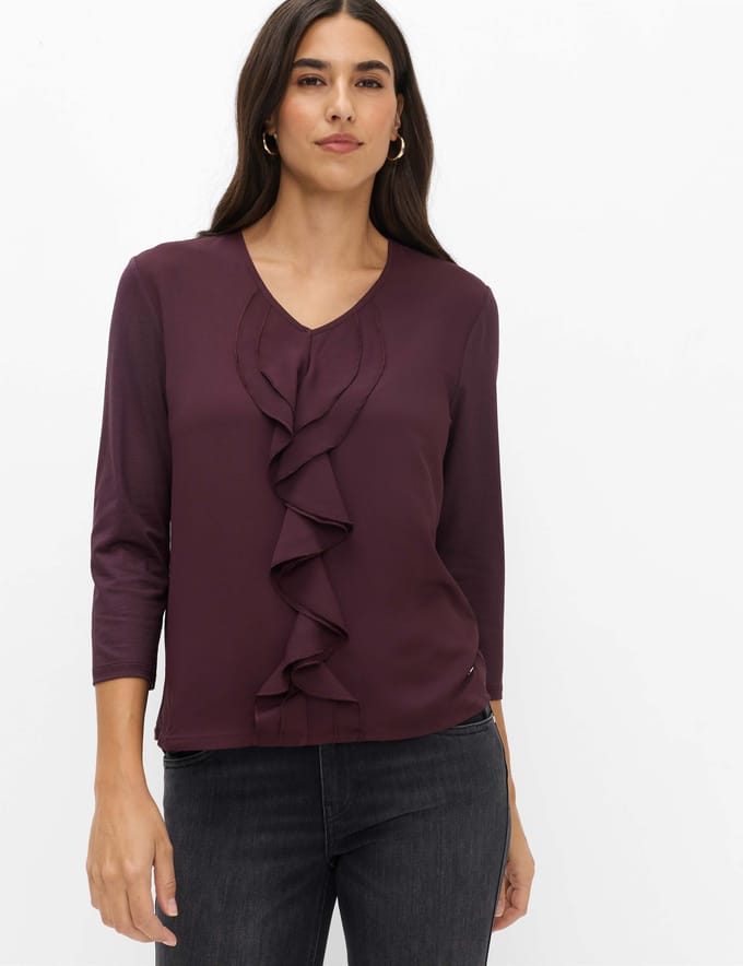 Brax Dames Shirt  Style CLARISA M blackberry violet, donkerpaars, maat 46