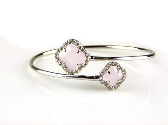 model toi et moi armband in zilver melkroze