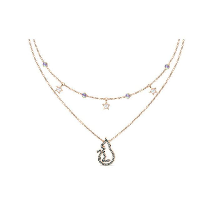 Collier double face Swarovski Cattitude Chat Moonlight pour femme Or Rose 5566726 Box (Random Color) white