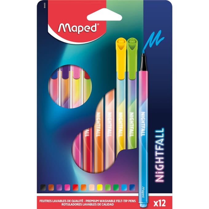 NIGHTFALL PREMIUM viltstiften penpunt 2,5 mm - in kartonnen ophangdoosje x 12