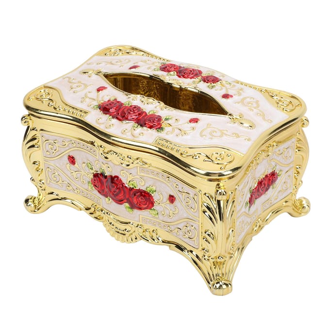 Tissueboxhoes Rozenpatroon Stijlvol Elegant Tissueboxhouder Papierorganizer voor Woonkamer Auto beige