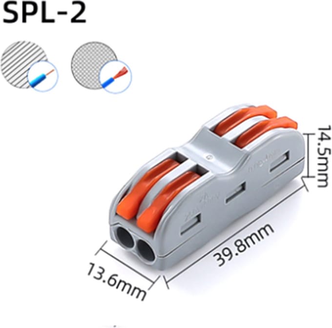 Lasklem - kabel Verbinding connector - duo - 2/2 polig - 32A -400V grijs-oranje
