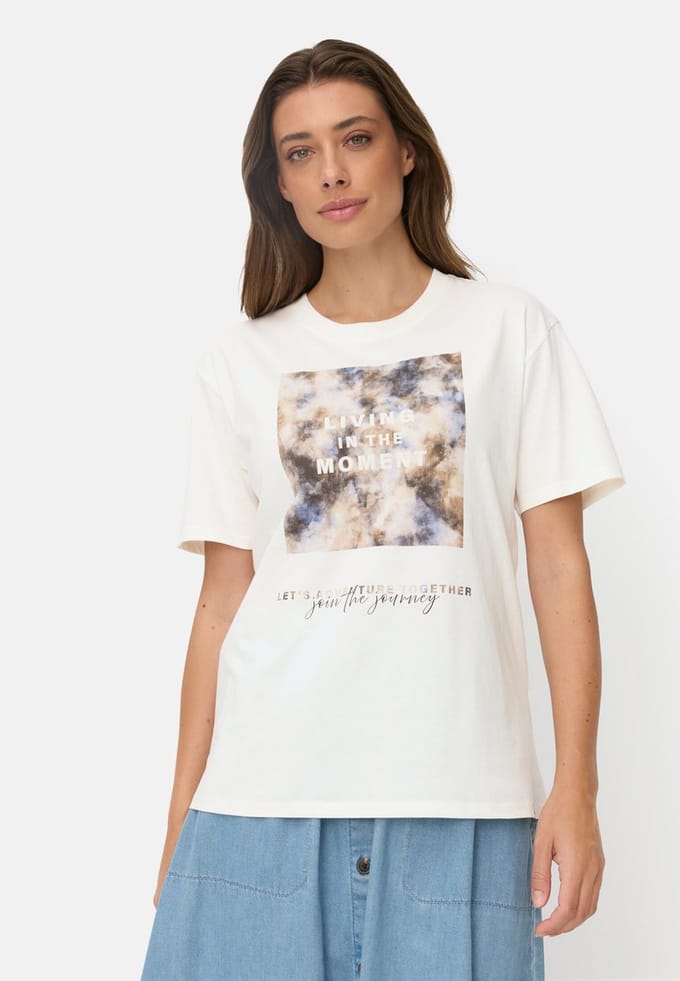 camel active Bedrukt T-shirt van 100% katoen - Maat - Melkwitwomenswear-M