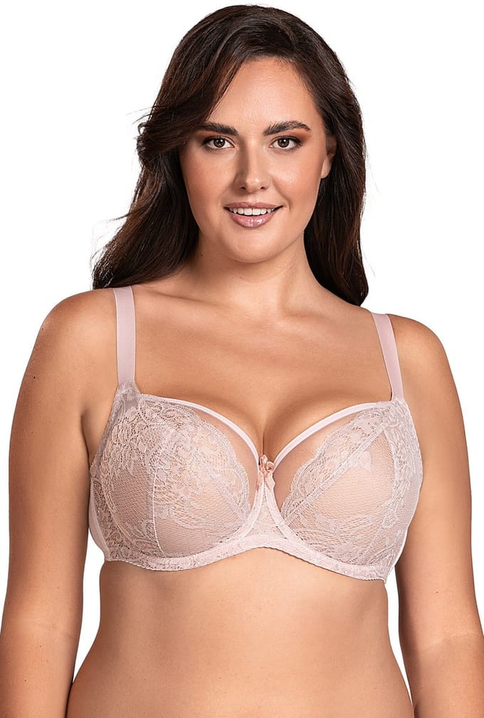 Vivisence damesbeha tule mesh kanten strikcups 1044, roze, 80d