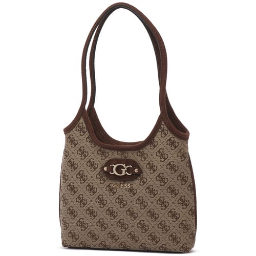GUESS handtas schoudertas Samantha Mini Tote Latte Logo / Brown Lichtbruin