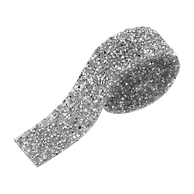 1 Yard 3cm Largeur Étincelant Dos Colle Cristal Strass Bande Décorative Ceinture Argentée gray