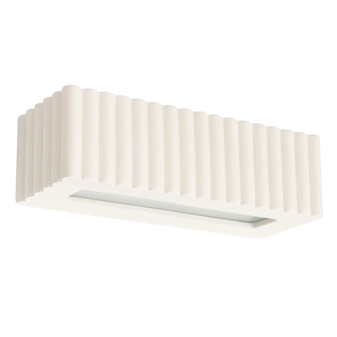 Wandlamp RIGATA met geribbelde keramische kap - Sollux Lighting - IP20 - Beige keramiek behuizing - 34 x 12 x 10 cm - 1 x E27 LED, exclusief lichtbron - Max. 15 W - Moderne wandlamp voor woonkamer, slaapkamer en eetkamer
