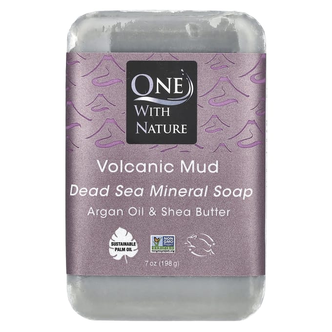 One with Nature, Savon Minéral de la Mer Morte, Cendre Volcanique, 198g (7 onces) gray
