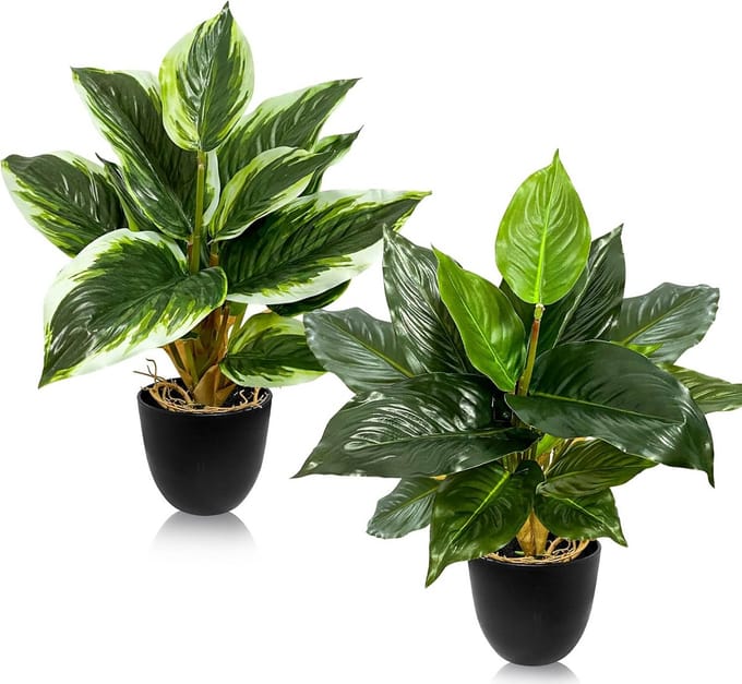 Set van 2 realistische kunstplanten in pot voor binnen