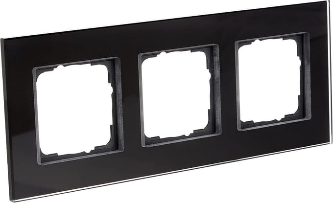 Afdekraam 3-voudig - Wandcontactdoos Frame - Schakelaars Afdekken - Glas Afwerking - 3fach - Zwart
