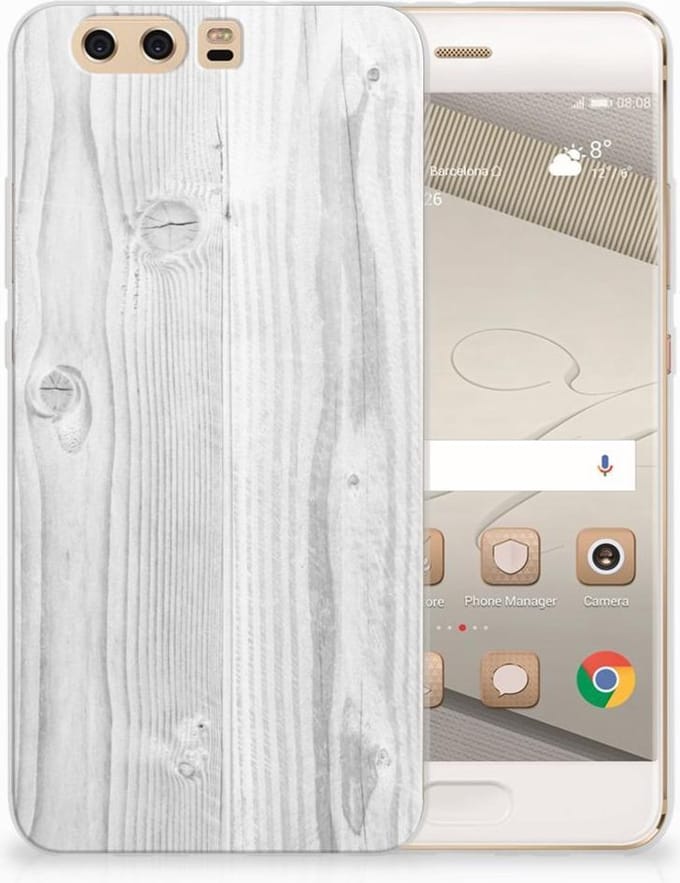 Huawei P10 Plus Bumper Hoesje White Wood