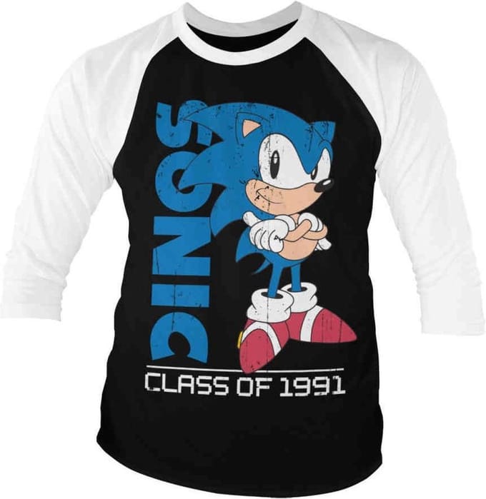Sonic The Hedgehog Raglan top -M- Class Of 1991 Zwart/Wit