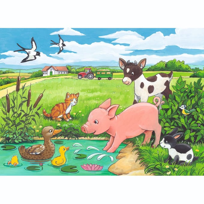 Ravensburger puzzel Jonge dieren op het platteland - 2x12 stukjes - kinderpuzzel