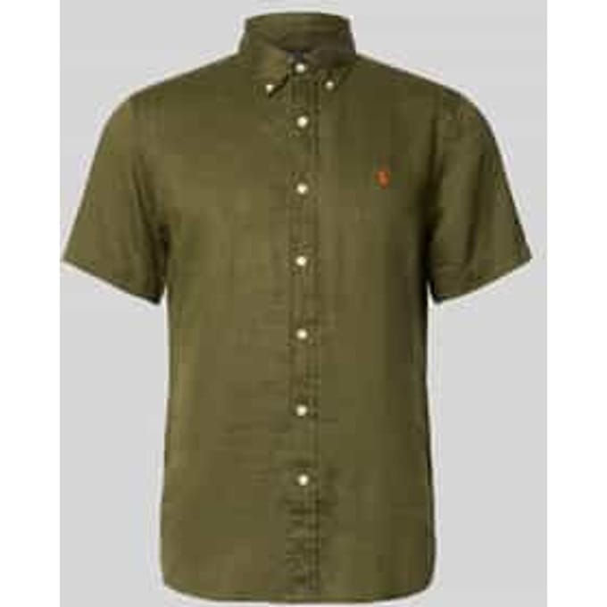 Regular fit linnen overhemd met Button-downkraag