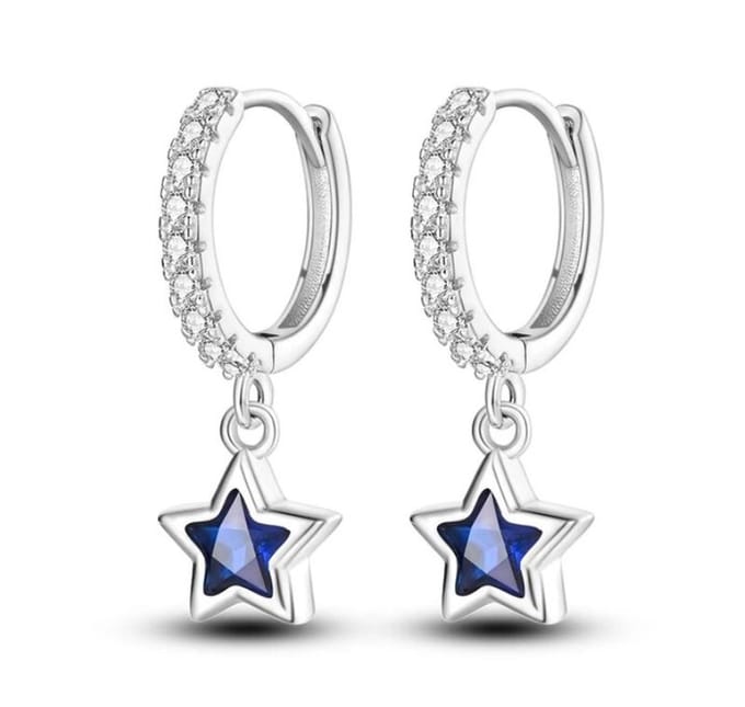 Oorbellen sterretjes blauw Sterling zilver925