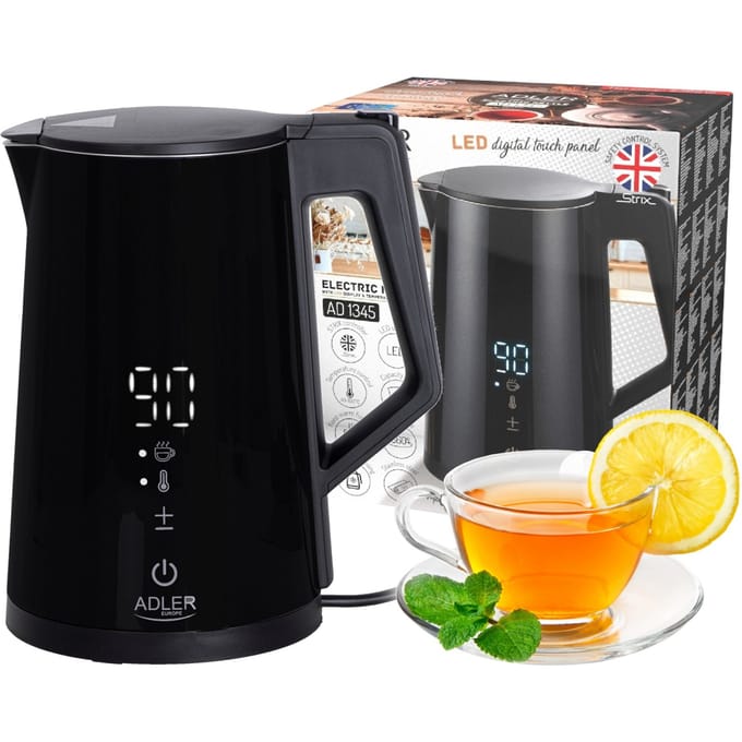 Adler AD 1345 zwart Waterkoker met LED-display & temperatuurregeling 1,7L STRIX