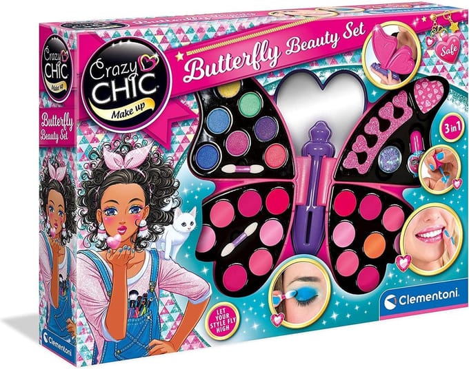 Clementoni - 3-in-1 make up koffer - Vlinder - Crazy Chic - Nagellak - Haarkleuren - Vanaf 8 jaar