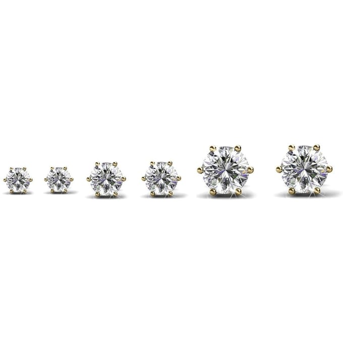 Solitaire oorbellen S, M, L - Goud en kristal