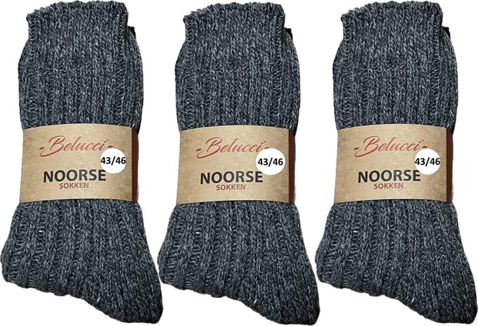 Belucci Noorse Wollen Sokken 6 paar Maat 43/46