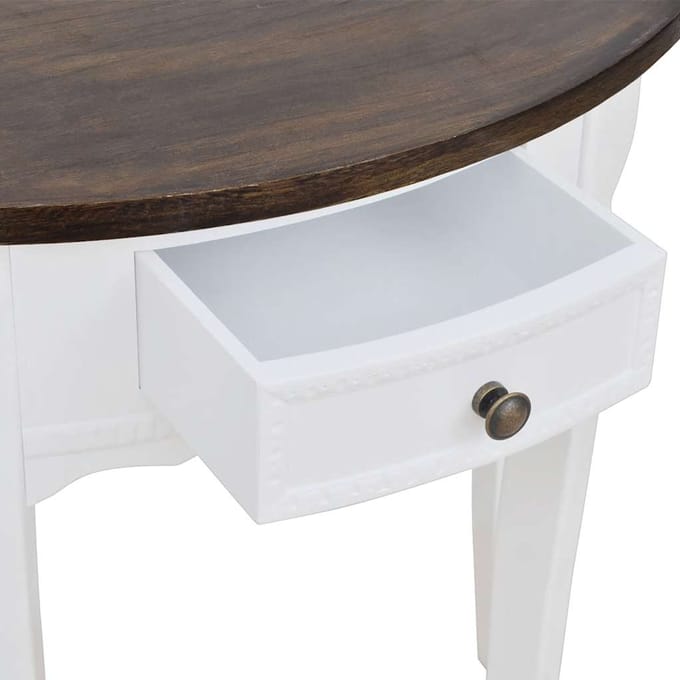 Vidaxl Halfronde Console Tafel Met Lade En Bruin Tafelblad