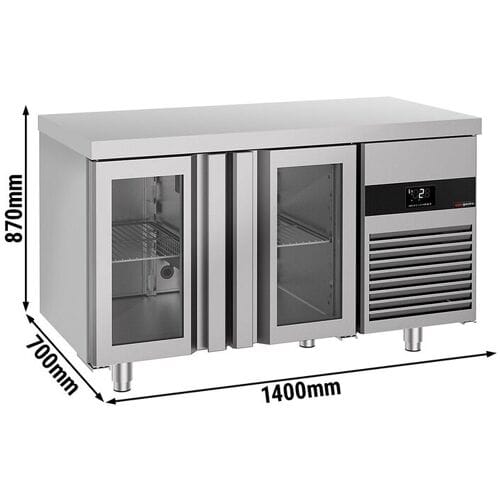 GGM Gastro Kühltisch PREMIUM - 1400x700mm - mit 2 Glastüren